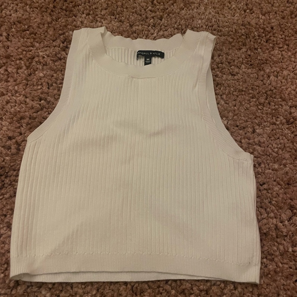 Kendall and Kylie ribbed white tank top